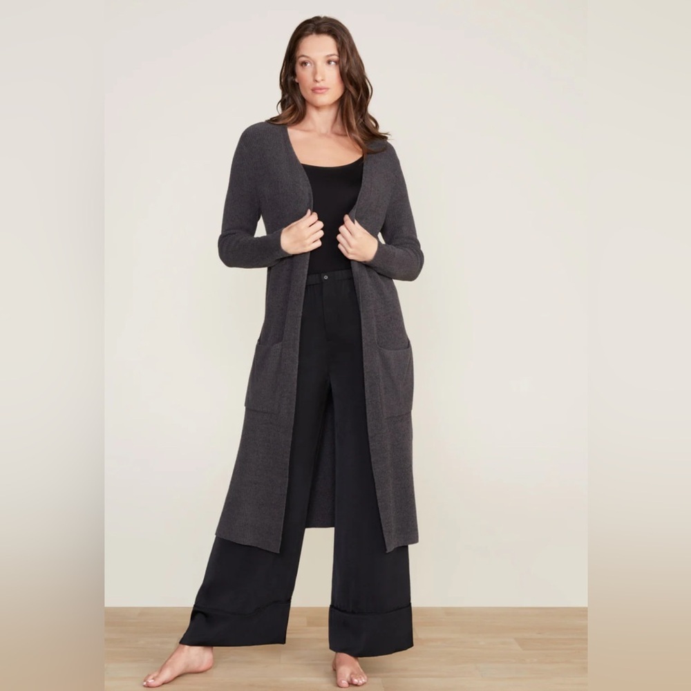Barefoot Dreams Cozy Chic Ultra Lite Long Cardi XS Charcoal